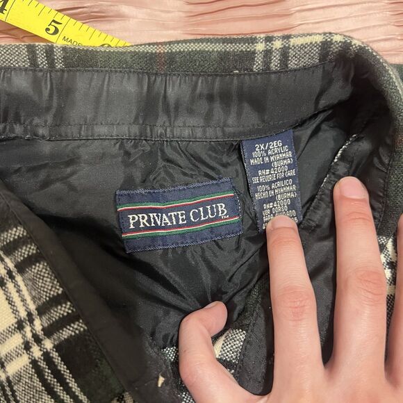 Vintage Private Club Mens Button Down Flannel Shirt 2XL Plaid Black Green - Picture 3 of 8